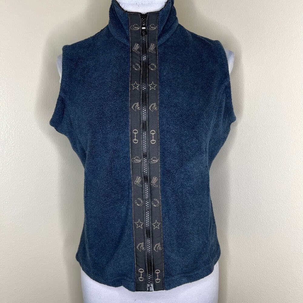 90s GALLOP Equestrian Vest Small Vintage Blue Horse Riding Cowgirl Rodeo Western